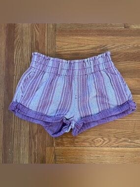 Free People Lavender & Plum Striped Cotton  Shorts